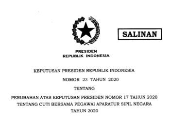 Inilah Keppres tentang Perubahan Cuti Bersama Pegawai ASN Tahun 2020