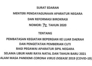 Menpan Terbitkan Edaran Batasi ASN Berpergian ke Luar Daerah Saat Libur Natal & Tahun Baru