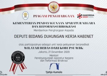 Peroleh Predikat Wilayah Bebas dari Korupsi, Deputi DKK: Bukti ASN Setkab Miliki Integritas