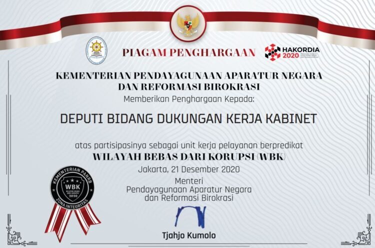 Peroleh Predikat Wilayah Bebas dari Korupsi, Deputi DKK: Bukti ASN Setkab Miliki Integritas