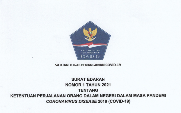 Inilah Edaran Satgas COVID-19 tentang Ketentuan Perjalanan Dalam Negeri Pada 9-25 Januari 2021