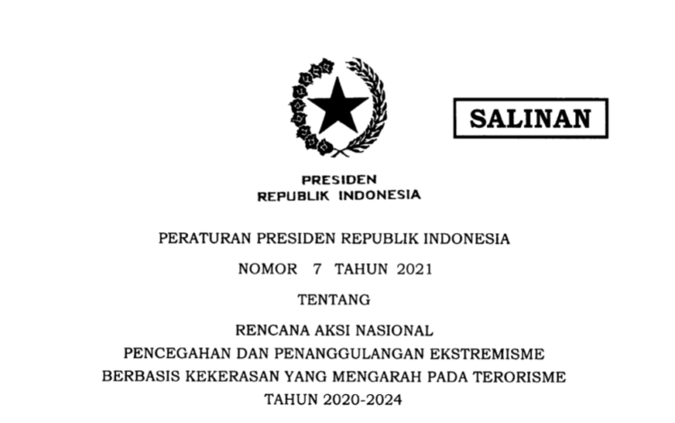 Inilah Perpres Rencana Aksi Nasional Pencegahan dan Penanggulangan Ekstremisme Berbasis Kekerasan Yang Mengarah Pada Terorisme