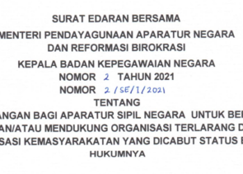 Menteri PAN RB & Kepala BKN Keluarkan SE Bersama Larang ASN Terlibat Organisasi Terlarang