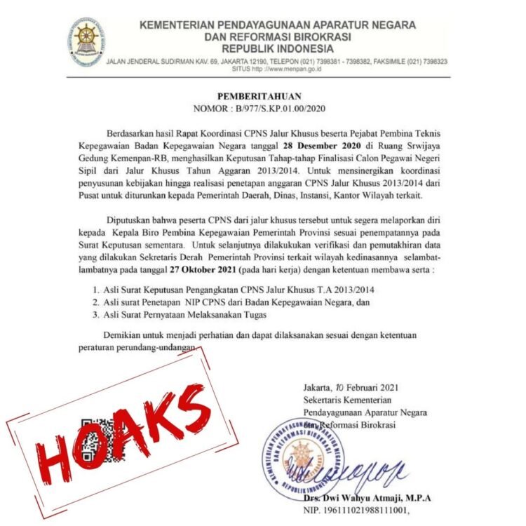 Harus Melalui Tahapan Seleksi, Kemenpan RB: Tidak Ada Pengangkatan CPNS Tanpa Tes