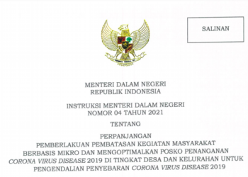 Mendagri Keluarkan Instruksi Mengenai Perpanjangan PPKM Mikro dan Pengoptimalan Posko COVID-19 Tingkat Desa & Kelurahan