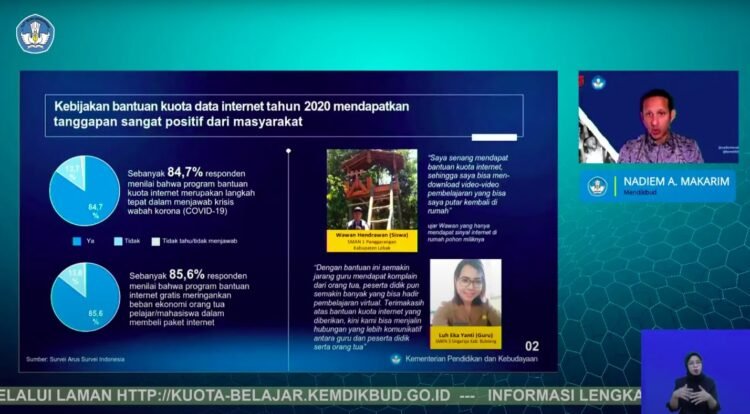 Kemendikbud Lanjutkan Kebijakan Bantuan Kuota Data Internet Tahun 2021
