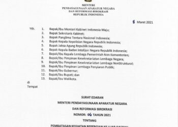 Menteri PANRB Larang ASN Bepergian Ke Luar Daerah Saat Libur Isra Mikraj dan Nyepi 2021
