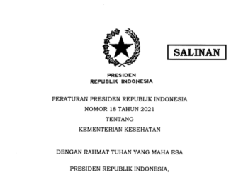 Inilah Perpres Nomor 18 Tahun 2021 tentang Kementerian Kesehatan