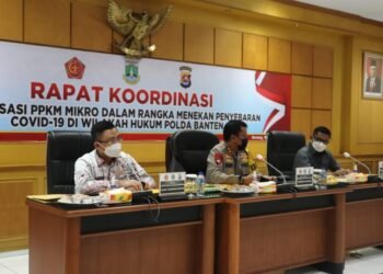 Kapolda Banten Pimpin Rakor optimalisasi PPKM Mikro dalam rangka menekan penyebaran covid 19