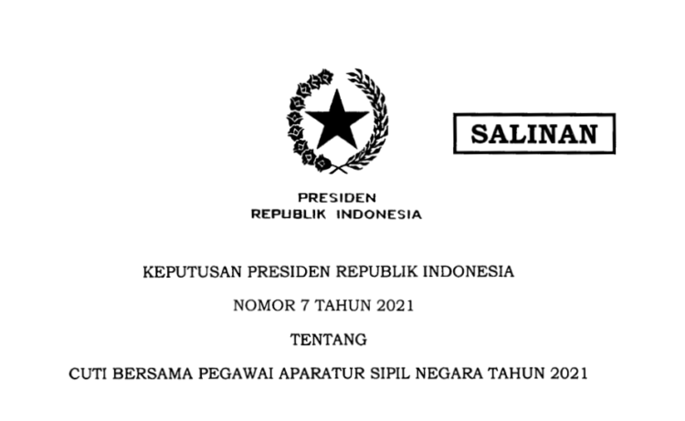 Inilah Keppres tentang Cuti Bersama Pegawai ASN Tahun 2021