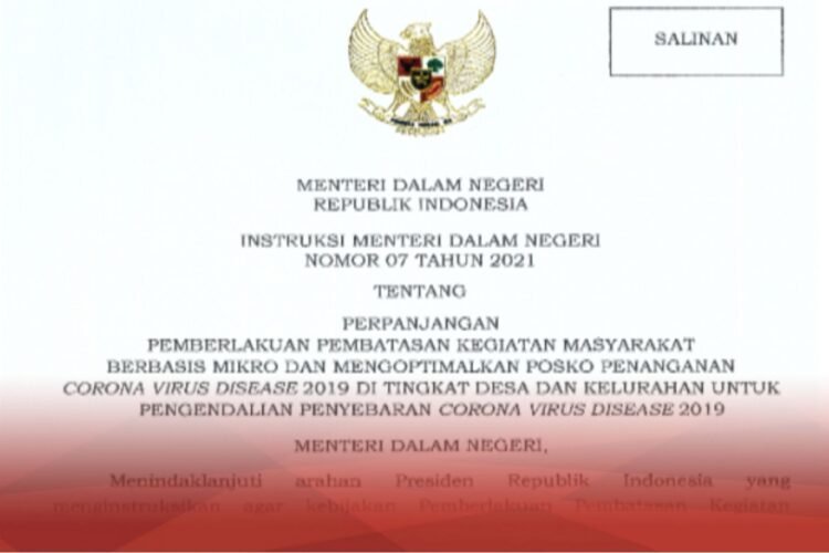 Mendagri Terbitkan Instruksi Mengenai Pelaksanaan PPKM Mikro di 20 Provinsi