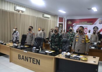 Kapolda beserta Forkopimda Banten, Hadiri Lounching Layanan 110 Secara Virtual
