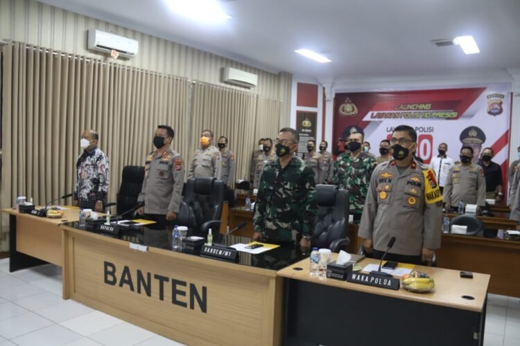 Kapolda beserta Forkopimda Banten, Hadiri Lounching Layanan 110 Secara Virtual