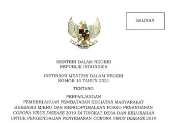 Mendagri Terbitkan Instruksi Mengenai Pelaksanaan PPKM Mikro di 30 Provinsi