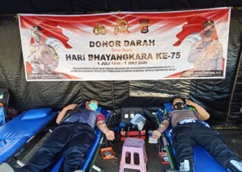 Jelang HUT Bhayangkara ke -75,Polres Pandeglang Gelar Donor Darah
