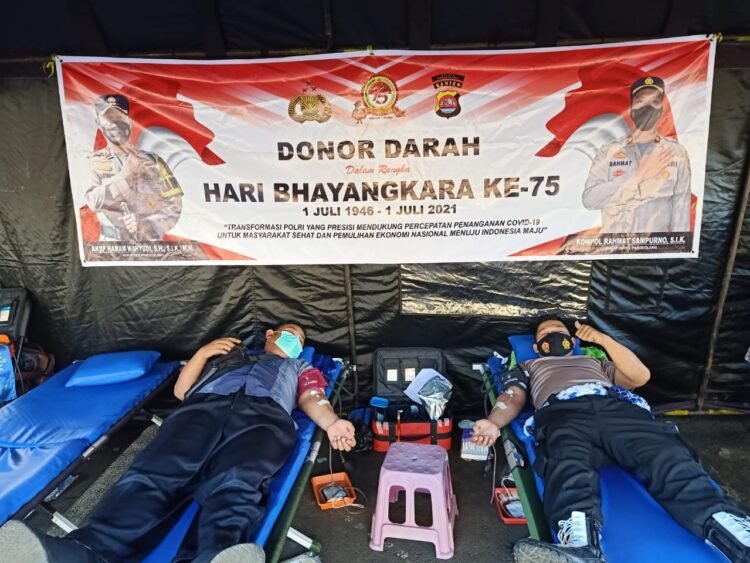Jelang HUT Bhayangkara ke -75,Polres Pandeglang Gelar Donor Darah