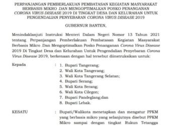 Polda Banten Dukung Instruksi Gubernur Nomor 13 Tahun 2021