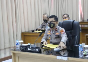 Polda Banten Ikuti Vicon Akselarasi Vaksinasi Covid-19 Berbasis Presisi