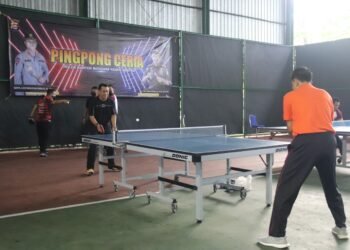 Sambut Hari Bhayangkara ke-75, Polda Banten Gelar Pingpong Ceria Bersama Kejati Banten