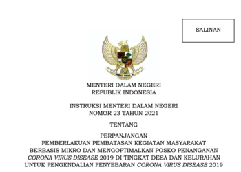 Mendagri Terbitkan Aturan Terkait Perpanjangan PPKM Mikro