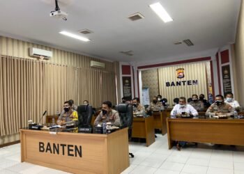 Polda Banten Ikuti Rakor Pengaturan WFO/WFH Dalam Sektor Essensial dan Kritikal