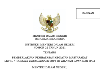 Terbitkan Aturan PPKM Level Empat Jawa – Bali, Mendagri Tekankan Penguatan 3T