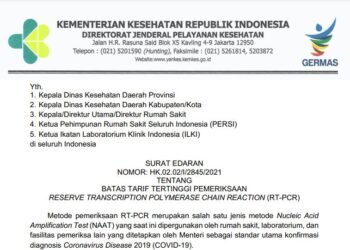 Kemenkes Pangkas Biaya Pemeriksaan RT-PCR Hingga 45 Persen