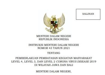 Inilah Wilayah PPKM Level 4, 3, dan 2 di Jawa-Bali Periode 21 September Hingga 4 Oktober 2021