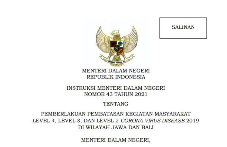 Inilah Wilayah PPKM Level 4, 3, dan 2 di Jawa-Bali Periode 21 September Hingga 4 Oktober 2021