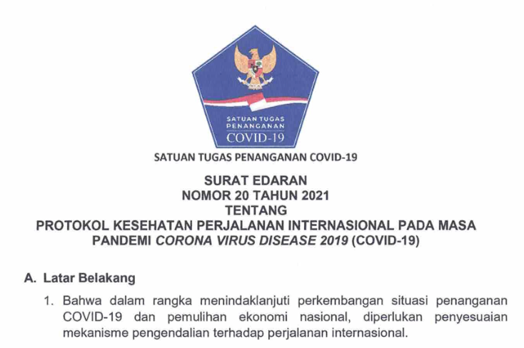 Berlaku Mulai 14 Oktober, Inilah Edaran Satgas COVID-19 tentang Perjalanan Internasional di Masa Pandemi