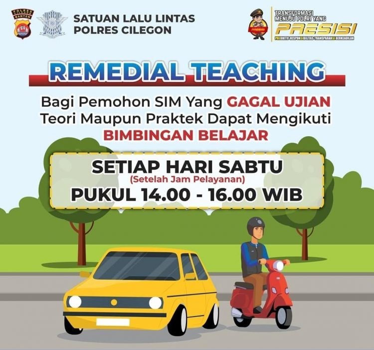 Berikan Kemudahan pemohon SIM yang tidak lolos uji Praktek Satlantas Polres Cilegon Polda Banten Buat Remedial Teaching