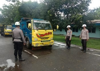 Ditpamobvit Polda Banten Lakukan Pengamanan dan Himbauan Prokes di PLTU Banten 2 Labuan