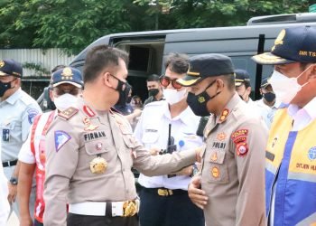 Kapolres Cilegon Polda Banten Sambut Kunjungan Menko Bid. PMK, Menhub dan Kakor Lantas Polri di Pelabuhan Merak