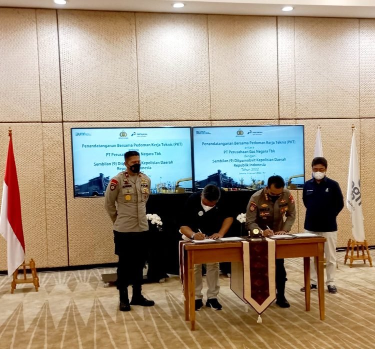 Hadiri Penandatanganan PKT, Dirpamobvit Polda Banten : Siap Berikan Jaminan Keamanan di PT PGN