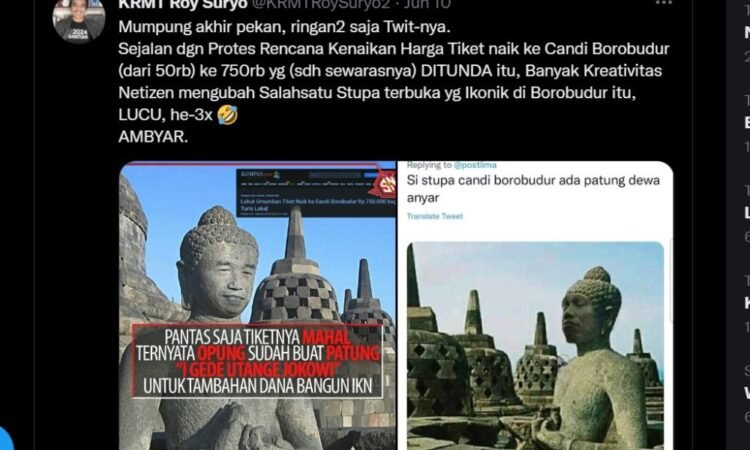 Roy Suryo Hapus Jejak Digital Unggahan Foto Editan Stupa Borobudur Mirip Jokowi