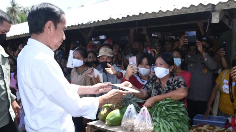 Presiden Jokowi Temui Pedagang di Pasar Alasa