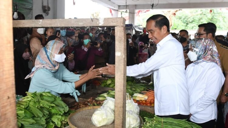 Presiden Berikan Bansos kepada Para Pedagang di Pasar Baru Subang