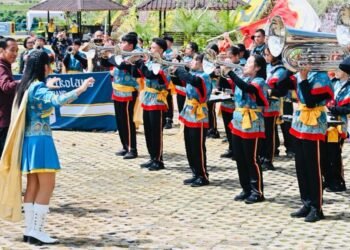 Peresmian Bendungan Kuwi Kawangkoan oleh Presiden Jokowi Dimeriahkan Atraksi Para Pelajar