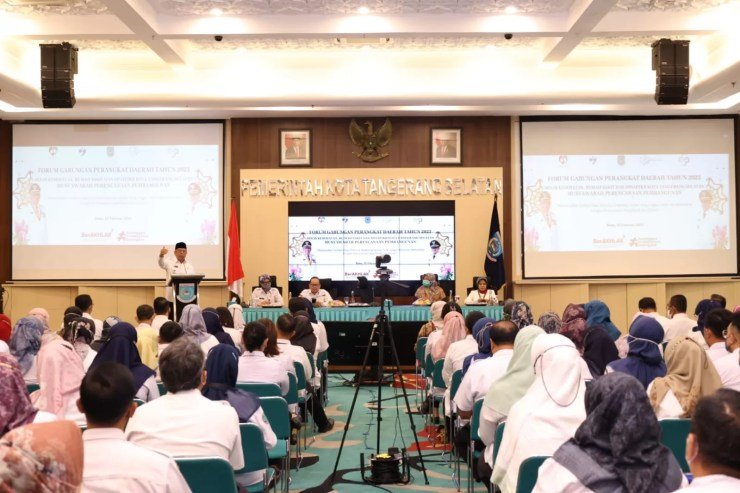 Wali Kota Benyamin Davnie pada kesempatan acara Forum OPD Dinas Kesehatan, RSUD dan DP3AP2KB yang Bertempat di Aula Blandongan, Puspemkot Tangsel, Rabu (22/02).