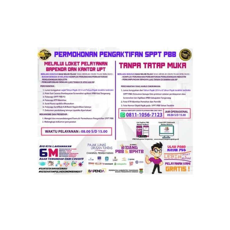 Warga Kabupaten Tangerang Sudah Bisa Aktiviasi SPPT PBB Mulai 13 Februari