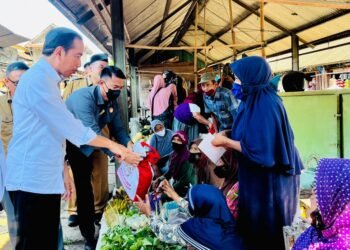 Presiden Cek Harga dan Stok Komoditas Pangan di Pasar Mendenrejo