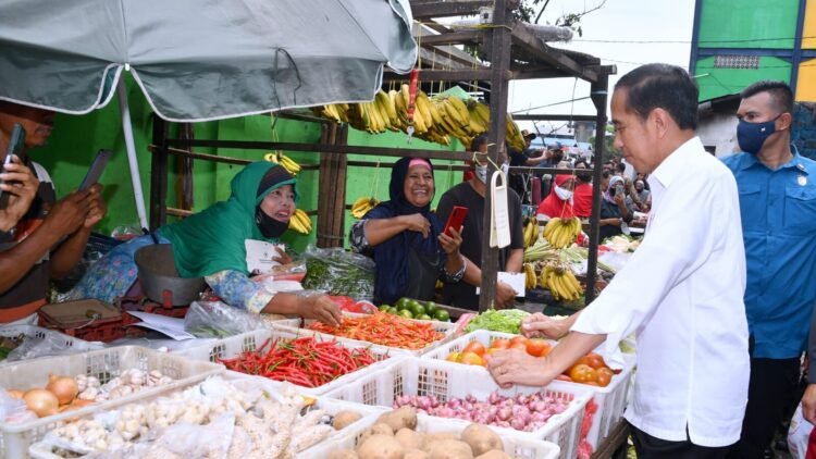 Presiden Jokowi Tinjau Aktivitas Perdagangan di Pasar Minggu