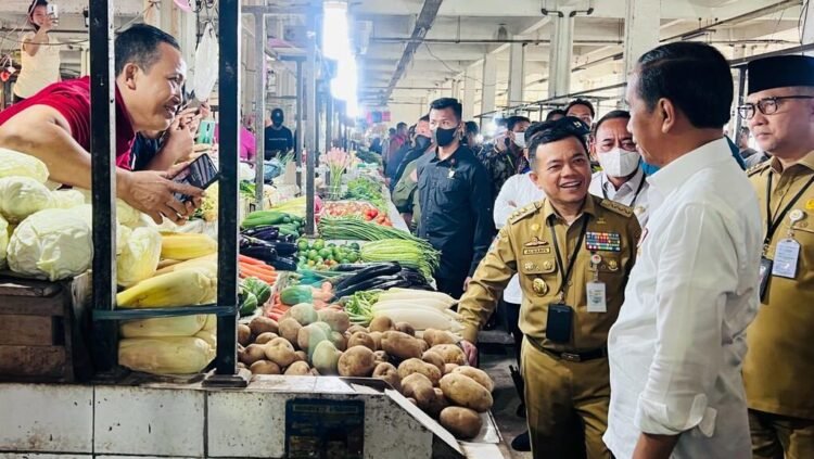 Presiden Jokowi Cek Harga Komoditas Pangan di Pasar Rakyat Talang Banjar Jambi