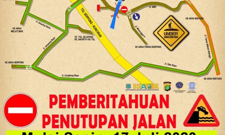 Peninggian Jembatan Jalan AMD Perigi, DSDABMBK Tangsel: Penghubung Serpong Utara-Bintaro Ditutup