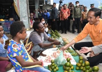 Kunjungi Pasar Pharaa, Presiden Sapa Warga dan Cek Harga Kebutuhan Pokok