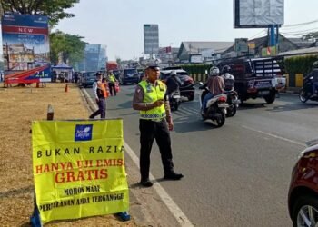 Kurangi Polusi Udara, Sat Lantas Polres Tangsel Bersama Pemkot Lakukan Uji Emisi Kendaraan Bermotor