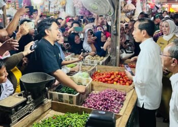 Presiden Jokowi Tinjau Harga Komoditas Pangan di Pasar Johar Karawang