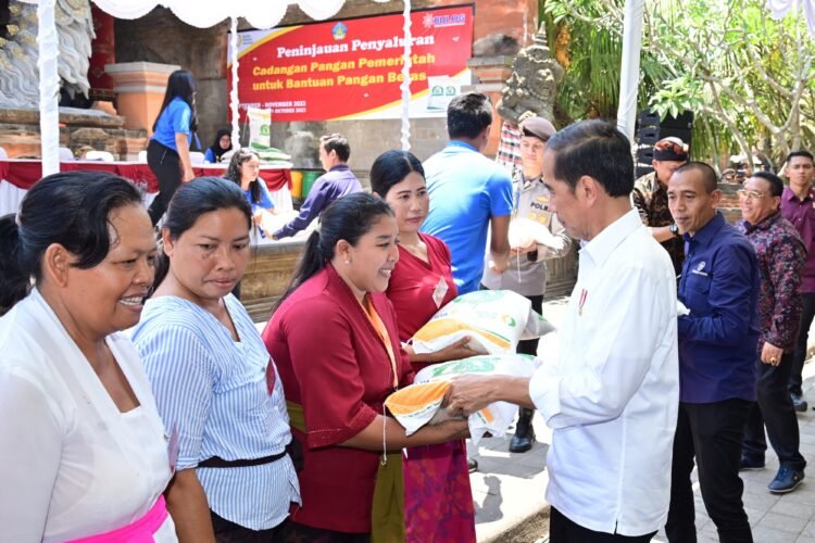 Presiden Jokowi Serahkan Bantuan Pangan bagi Masyarakat di Gianyar