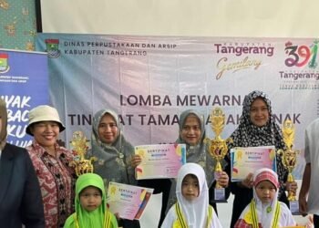 Puluhan Siswa TK Ramaikan Ajang Lomba Mewarnai di HUT Ke-391 Kabupaten Tangerang