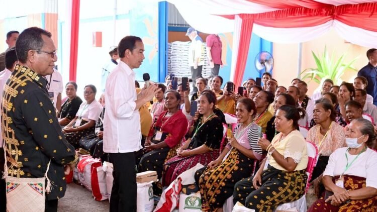 Presiden Jokowi Cek Stok Beras dan Bagikan Bantuan Pangan CBP di Kabupaten Nagekeo